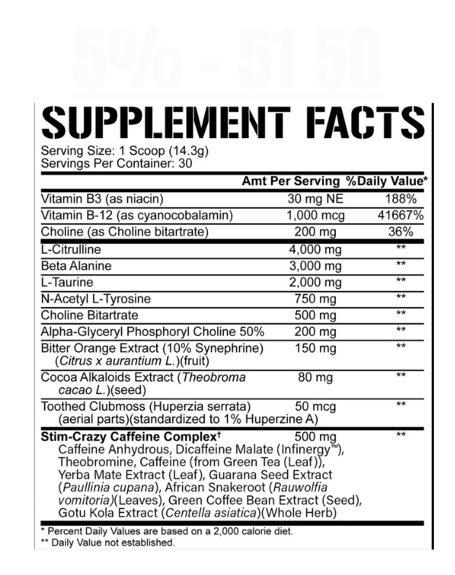 5% Nutrition - 51 50 Pre Workout